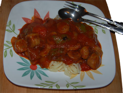 Spatini and Italian Sausage with Pasta