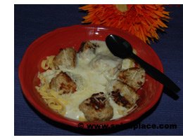 Chicken Meatballs with Kluski Noodles