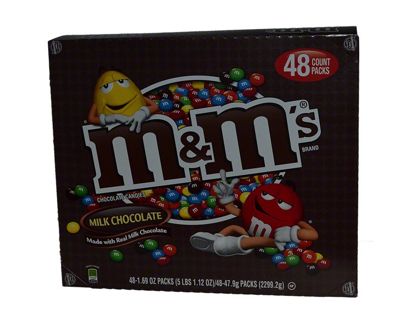 M&M Milk Chocolate Candies 1.69 oz - Box of 48